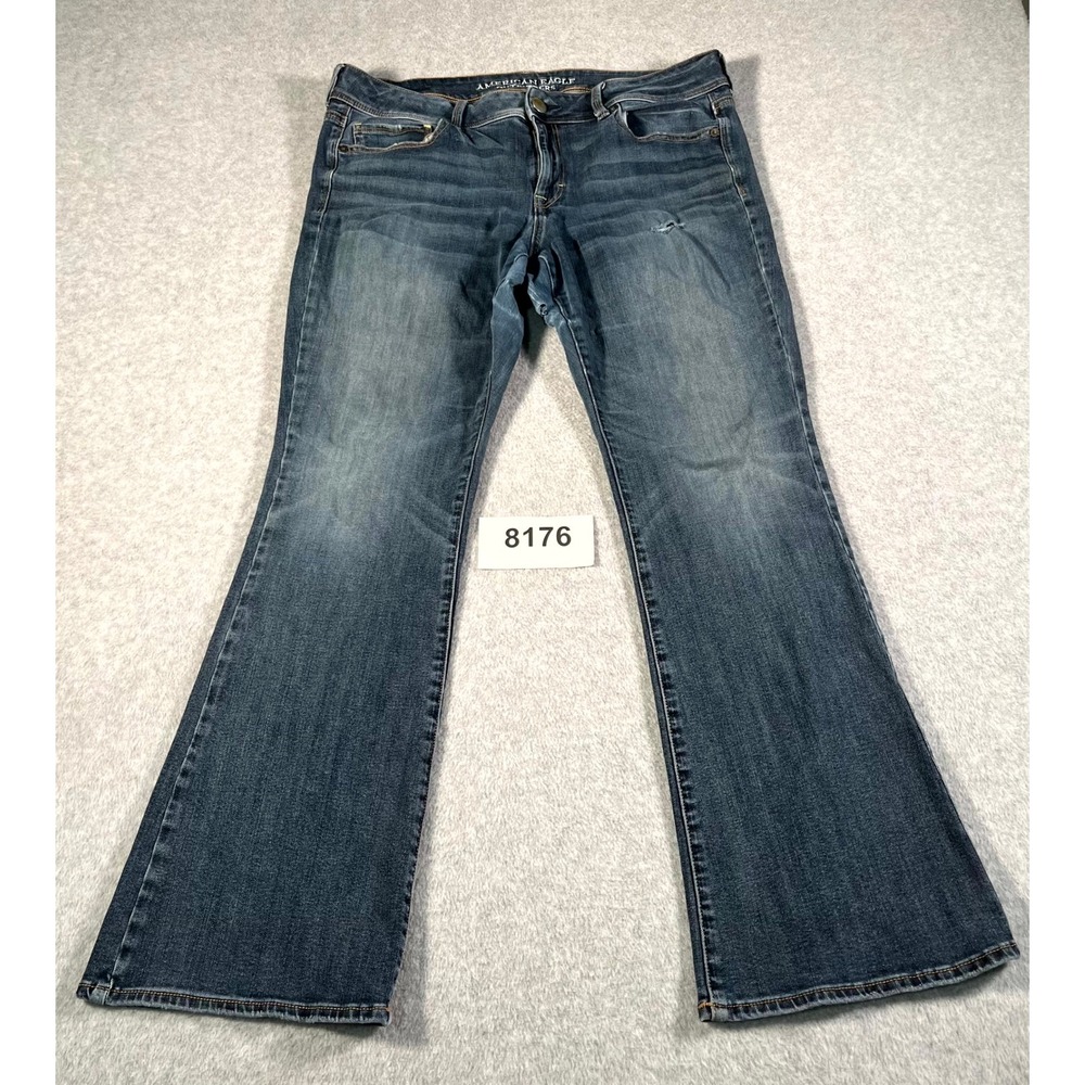 American Eagle Outfitters Super Stretch Kick Boot Jeans Womens 14 Blue Denim